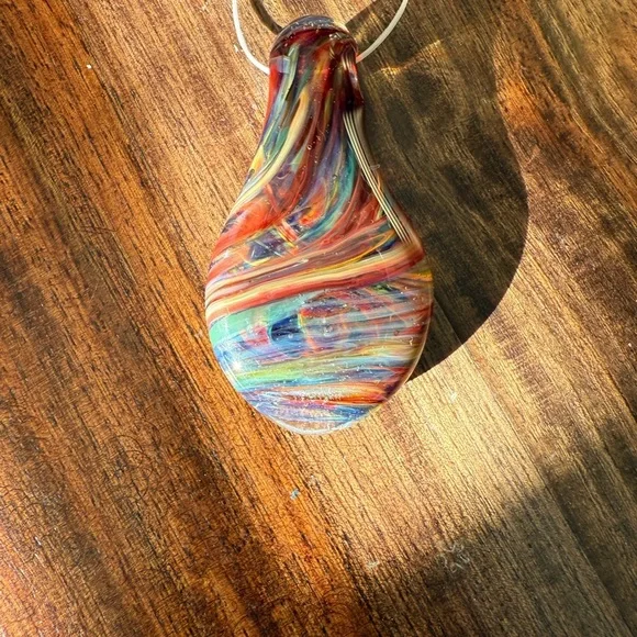 Multicolor Glass Pendant Necklace - Picture 2 of 4